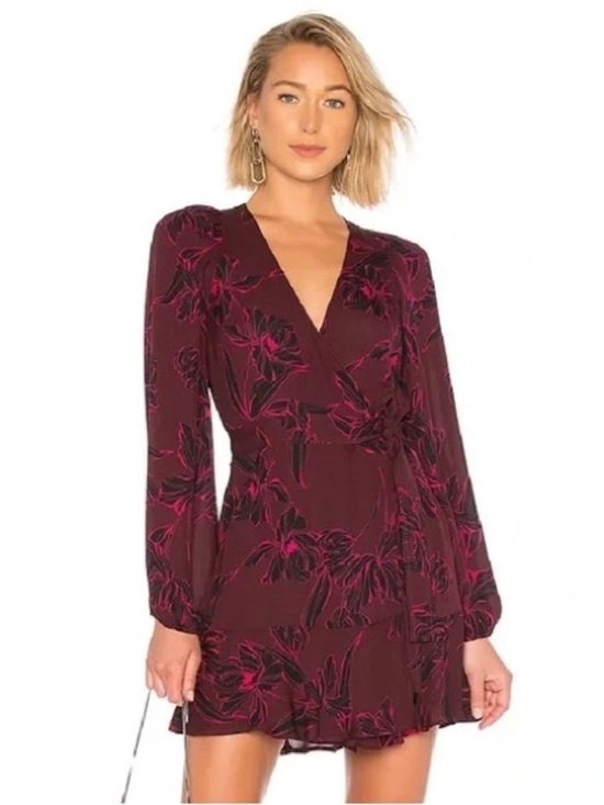 A.L.C. Dresses & Skirts - A.L.C. Revolve Embry Silk Floral Wrap Burgundy Mini Dress